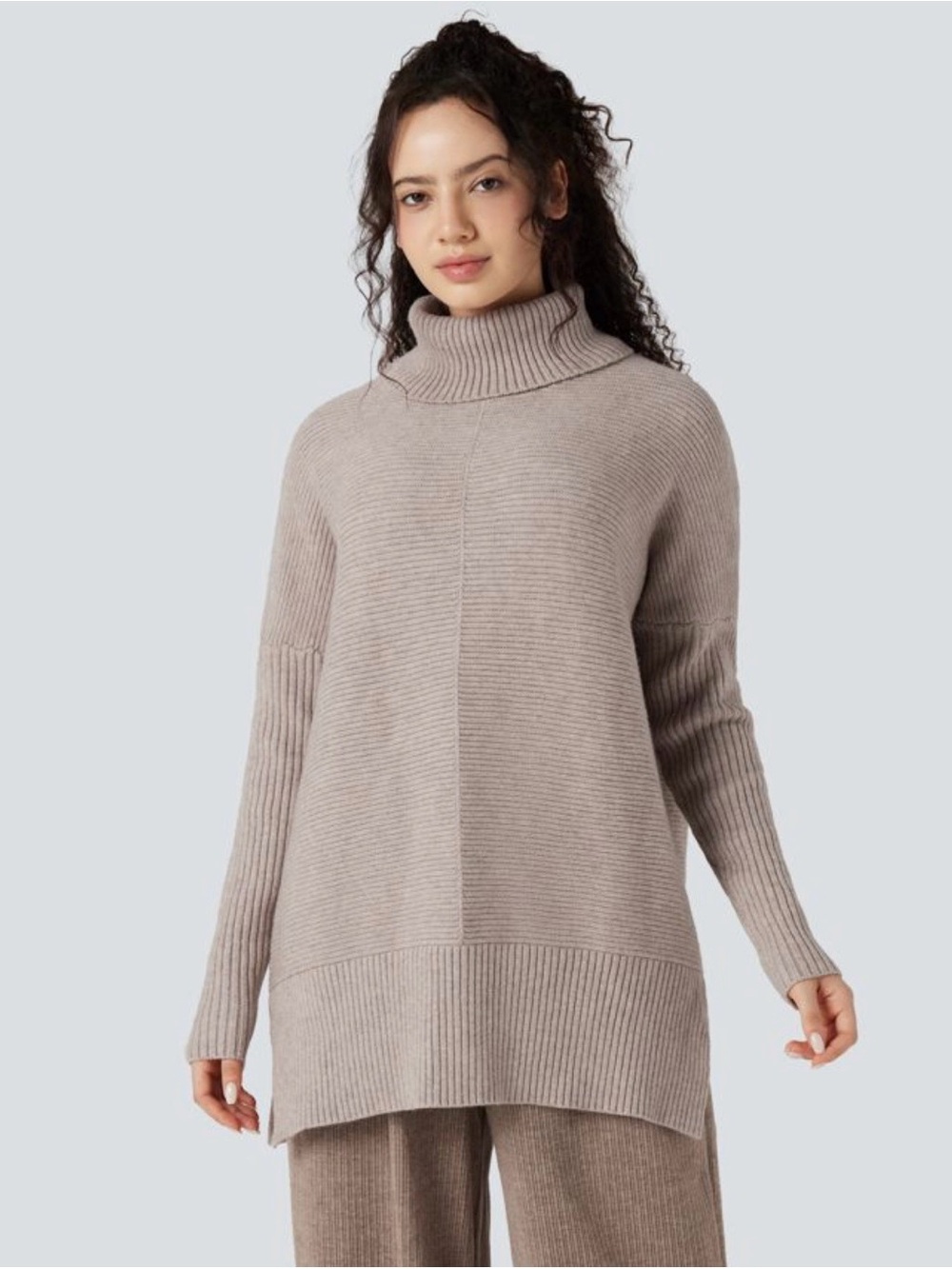 HALARA High-neck Long Sleeve Split Work Sweater